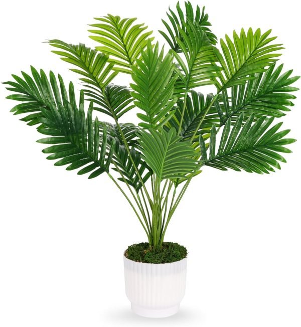 28 Inch Artificial Plant, Large Fake Tropical Monstera Palm Tree Faux Potted Plants Indoor Tall for Home Office Living Room Decor