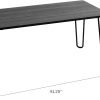 Lavish Home Coffee Table with Hairpin Legs - Modern Industrial Style Home Decor - Woodgrain-Look and Steel Accent Living Room Furniture (Black)
