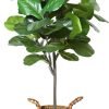 Artificial Fiddle Leaf Fig Tree 37" Fake Potted Ficus Lyrata Plant with Handmade Seagrass Basket, Perfect Faux Plants Home Décor for Indoor Outdoor Office Porch Balcony Bedroom Bathroom Gift