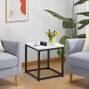 Modern End Table, Square Small Coffee Sofa Side Table with Metal Frame