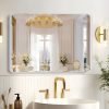 Hollywood Bathroom Mirror 12"*16", Framed Lighted Bathroom Vanity Mirror, Wall Mounted, Dimmable LED Mirror for Bathroom,Gold