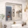 20x30 Silver Bathroom Mirror, Silver Wall Mirror for Vanity, Brushed Metal Framed Rectangle Mirror, Anti-Rust, Brushed Nickel,Shatterproof, Round Corners(Horizontally/Vertically)