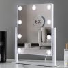 Lighted Makeup Mirror, Hollywood Vanity Mirror with Lights, Three Color Lighting Modes, and 5X Magnification Mirror, Smart Touch Control, 360°Rotation (15.2in. White)