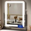 Makeup Vanity Mirror with Lights 15.2" Large LED Lighted Mirror, Hollywood Make Up Mirror with Lighting for Bedroom Tabletop, Smart Touch, Detachable 10X Magnification 360° Rotation, (White)