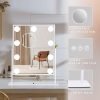 Vanity Mirror with Lights Hollywood Lighted Makeup Mirror with 9 Dimmable Bulbs & 3 Color Lighting Modes, Detachable 10X Magnification Mirror and 360 Degree Rotation(White)
