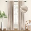 71GZB-dD64L._AC_SL1500 100% Blackout Curtains for Bedroom, Thermal Insulated Linen Blackout Curtains 96 Inch Length 2 Panels Set, Back Tab/Rod Pocket Room Darkening Curtains for Bedroom, Nursery -Oatmeal,W50 X L96
