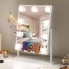 Vanity Mirror with Lights Hollywood Lighted Makeup Mirror with 9 Dimmable Bulbs & 3 Color Lighting Modes, Detachable 10X Magnification Mirror and 360 Degree Rotation(White)