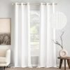 White Faux Linen Textured Curtains 72 Inch Length 2 Panels Set for Living Room Bedroom Privacy Casual Weave Farmhouse Burlap Semi Sheer Grommet Top Light Filtering Window Drapes, W37 x L72