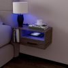 Floating Nightstand with Charging Station and LED Lights, Floating Bedside Table with Drawers Wall Mounted Nightstands,for Bedroom Room, 21.3" x 11.8" x 10",White
