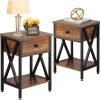 Nightstands, Modern End Side Tables,Night Stand with Drawer &Storage Shelf for Bedroom living Room Office Lounge, Black