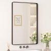 71KRXGG2JML._AC_SL1500 Black Metal Framed Bathroom Mirrors for Wall, 20 x 30 Inch Rounded Rectangle Bathroom Vanity Mirror, Matte Black Farmhouse Mirror with Seamless Frame, HD Tempered Glass(Horizontal/Vertical)