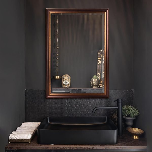 Bronze Copper Oil Rubbed Framed Wall Mirror, Vanity Mirror, Bathroom Mirrors, Rectangle Mirrors, Living Room Mirrors - 26" x 32"