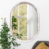Large Oval Wood Mirror 26 x 18 Inch, Wall Framed Bathroom Mirror for Vanity Farmhouse Rustic White Mirror for Vanity Living Room Entryway Bedroom