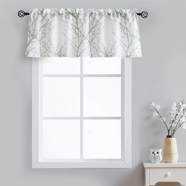 Tree Print Yellow Grey and White Curtains for Living Room Windows - Linen Textured Grommet Branches Pattern Window Treatment Set for Bedroom - 50" W x 96" L - (2 Panels)