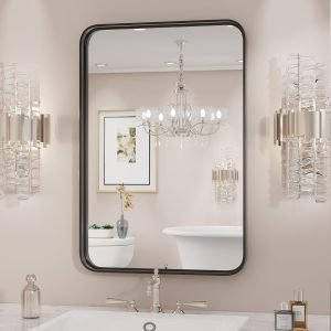 71ORR4p8ExL._AC_SL1500_365a167d-41f8-476c-8f35-6ae5fc82241f Black Bathroom Vanity Mirror for Wall, 22x30 Inch Metal Framed Wall Mirror Farmhouse Rectangle, Anti-Rust, Tempered Glass, Hangs Horizontally or Vertically