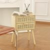 Rattan Nightstand with Storage, Wood Bedside Table with 2 Rattan Drawers, Boho Night Stand Modern End Side Table for Bedroom and Small Space, Natural Walnut