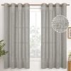 Natural Linen Curtains 63 Inch Length 2 Panels Bronze Grommet Linen Textured Short Window Drapes Light Filtering for Living Room Bedroom, 52 X 63 Inch