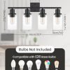4-Light Black Bathroom Light Fixture, Vanity Light Over Mirror with Clear Glass Shade, Modern Sconce Wall Lighting with Metal Base, for Mirror Bedroom Powder Room Hallway, Black B04BD05