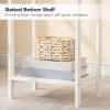 End Table, Bamboo Side Table with Drawer, Rattan Nightstand for Small Space, Tall Bedside Table, Phone Table Easy to Assemble, for Bedroom, Living Room, Study Room, White WT109BZ01