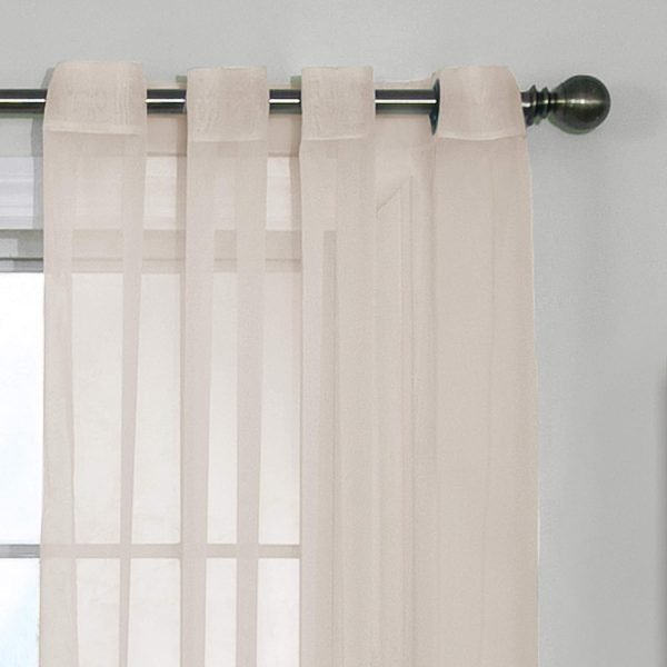 Odor Neutralizing Sheer Voile Grommet Window Curtain for Bedroom or Living Room (1 Panel), 59 in x 120 in, Ivory