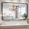 Black Bathroom Mirror for Wall, 24x36 Inch Rectangular Black Metal Framed Mirror, Modern Wall Mounted Vanity Mirror for Bathroom, Vertical or Horizontal