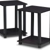 Simplistic Set of 2 End Table, Espresso/Black