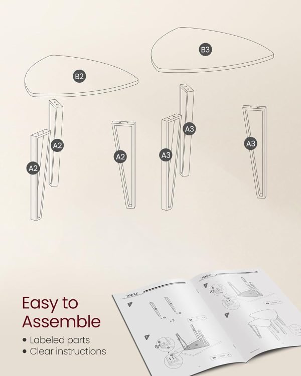 Nesting Coffee Tables, End Tables Set of 2 for Living Room Bedroom, Industrial Small Stacking Side Tables with Metal Frame for Couch, Rustic Brown and Black ULET013B01