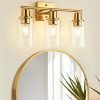 4-Light Black Bathroom Light Fixture, Vanity Light Over Mirror with Clear Glass Shade, Modern Sconce Wall Lighting with Metal Base, for Mirror Bedroom Powder Room Hallway, Black B04BD05