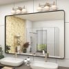 20x30 Silver Bathroom Mirror, Silver Wall Mirror for Vanity, Brushed Metal Framed Rectangle Mirror, Anti-Rust, Brushed Nickel,Shatterproof, Round Corners(Horizontally/Vertically)
