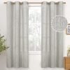 Natural Linen Curtains 63 Inch Length 2 Panels Bronze Grommet Linen Textured Short Window Drapes Light Filtering for Living Room Bedroom, 52 X 63 Inch