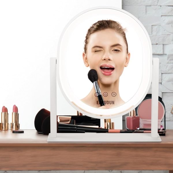 71WRXqLZhsL._AC_SL1500 Oval Vanity Mirror with Lights 3 Colors Modes Hollywood Lighted Makeup Mirror with Smart Touch Control Brightness Adjustable & 360°Rotation