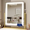 Makeup Vanity Mirror with Lights 15.2" Large LED Lighted Mirror, Hollywood Make Up Mirror with Lighting for Bedroom Tabletop, Smart Touch, Detachable 10X Magnification 360° Rotation, (White)