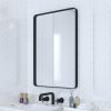 Black Bathroom Mirror for Wall, 24 x 36 Inch Rounded Rectangle Metal Framed Bathroom Wall Vanity Mirror Farmhouse, 1/4-inch Shatterproof Glass | Ultra-Flush Hanging