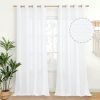 Natural Linen Curtains 63 Inch Length 2 Panels Bronze Grommet Linen Textured Short Window Drapes Light Filtering for Living Room Bedroom, 52 X 63 Inch
