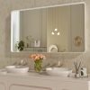 71Zx6jr4UyL._AC_SL1500 22x30 Inch Bronze Bathroom Mirror for Vanity, Brushed Bronze Metal Frame Mirror for Wall, Rounded Rectangle Bronze Frame Mirror with Tempered Glass, Anti-Rust (Horizontal/Vertical)