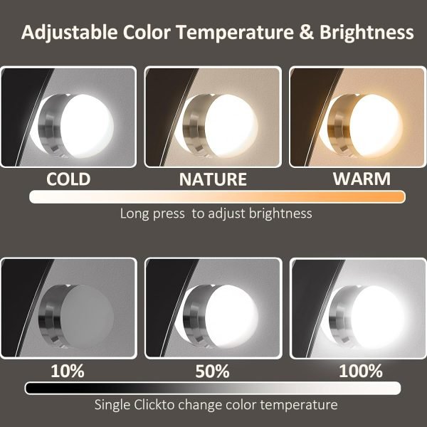 Hollywood Bathroom Mirror 12"*16", Framed Lighted Bathroom Vanity Mirror, Wall Mounted, Dimmable LED Mirror for Bathroom,Gold