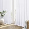 Pure White Linen Curtains 90 Inch Length for Living Room Bedroom 2 Panels Set Rod Pocket Light Filtering Semi Sheer Window Curtains 52 Inch Width Boho Farmhouse Linen Drapes, W52xL90