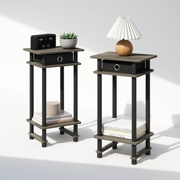 71gNf6jfuNL._AC_SL1500 3-Tier Open Storage Nightstand, 1-Pack, Plastic Poles, Sonoma Oak/White