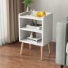 Nightstand, Mid-Century Modern Bedside Tables with Storage Shelf, Minimalist and Practical End Side Table, Fashion Bedroom Furniture, Walnut.