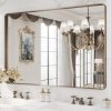 71kFyRpItFL._AC_SL1500 22x30 Inch Bronze Bathroom Mirror for Vanity, Brushed Bronze Metal Frame Mirror for Wall, Rounded Rectangle Bronze Frame Mirror with Tempered Glass, Anti-Rust (Horizontal/Vertical)