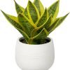 Fake Snake Plant 16" Faux Potted Plant Artificial Snake Plant with White Ceramic Pot Sansevieria Plant Perfect for House Modern Living Room Office Housewarming Gift Indoor Decor