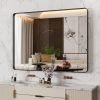 71khHI6tmwL._AC_SL1500 22x30 Inch Bronze Bathroom Mirror for Vanity, Brushed Bronze Metal Frame Mirror for Wall, Rounded Rectangle Bronze Frame Mirror with Tempered Glass, Anti-Rust (Horizontal/Vertical)