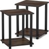 Simplistic Set of 2 End Table, Espresso/Black