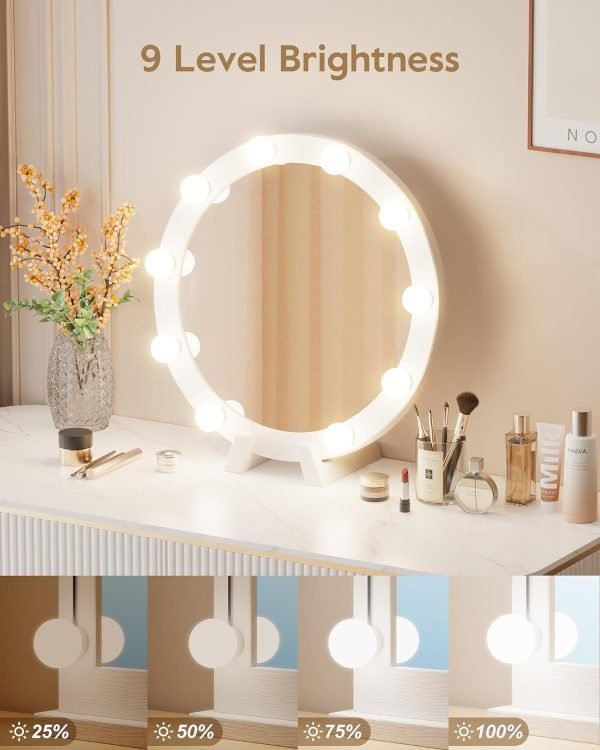 71lFm72ZQVL._AC_SL1500 Hollywood Style Led Vanity Mirror Lights Kit - Vanity Lights Have 10 Dimmable Light Bulbs for Makeup Dressing Table and Power Supply Plug in Lighting Fixture Strip, White (No Mirror Included)
