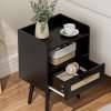 71lij4-yRcL._AC_SL1500 Nightstand,Boho Bedside Table,Black Night Stand with Rattan Decorated Drawers,Bedside Furniture, Wood End Table for Bedroom,Living Room,Natural
