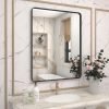 20x30 Silver Bathroom Mirror, Silver Wall Mirror for Vanity, Brushed Metal Framed Rectangle Mirror, Anti-Rust, Brushed Nickel,Shatterproof, Round Corners(Horizontally/Vertically)