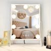 Vanity Mirror with Lights, Hollywood Lighted Makeup Mirror with 9 Dimmable LED Bulbs, 3 Color Lighting Modes, Detachable 10X Magnification, 360°Rotation,White