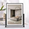 Lighted Vanity Mirror Fashion Makeup Mirror 12in Black for Desktop with Detachable,10x Magnifying,360° Rotation,Adjustable Warm White/Natural/Daylight Dimmable Light Memory,Birthday Gift for Woman