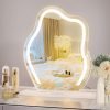 Vanity Mirror with Lights 17.7" X 21.6" Irregular Cute Cloud Lighted Makeup Mirror with Dimmable 3 Light Modes Esthetics Hollywood Mirror for Tabletop Wall-Mounted Bedroom Beauty Salon
