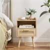 71t4lHvXLWL._AC_SL1500 Nightstand,Boho Bedside Table,Black Night Stand with Rattan Decorated Drawers,Bedside Furniture, Wood End Table for Bedroom,Living Room,Natural